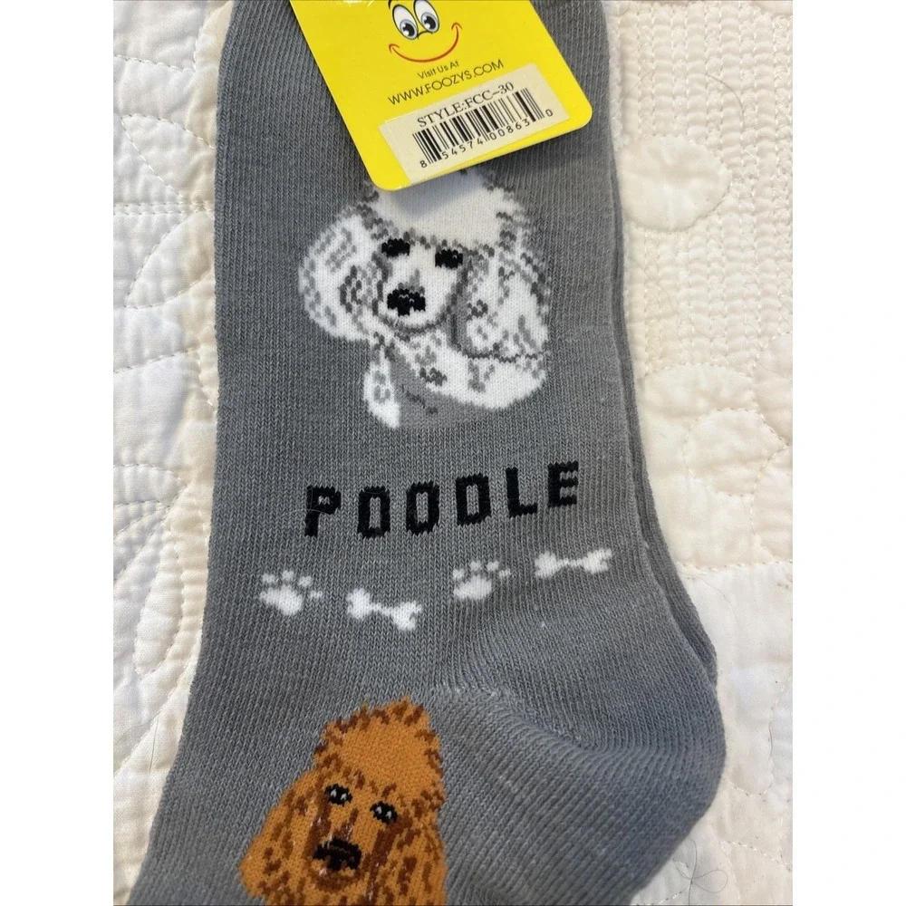 Foozy's Canine Collection Poodle Socks Women SZ‎ 9-11 Gray Polyester Blend New